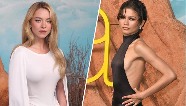 Sydney Sweeney (l.) kam in Weiß, Zendaya in Schwarz.
