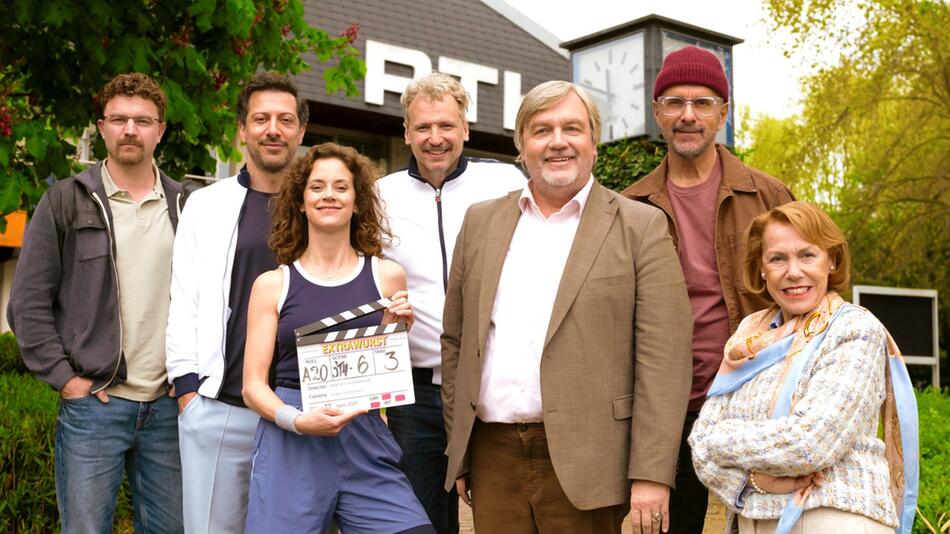 Hape Kerkeling, Christoph Maria Herbst und Co. bei den Dreharbeiten zu "Extrawurst".