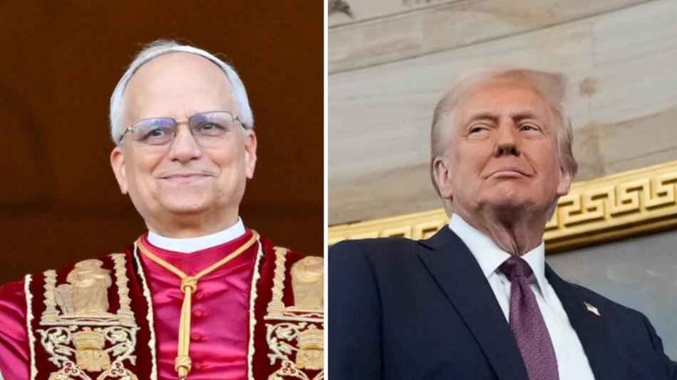 Donald Trump (r.) gratuliert Robert Prevost, der zum neuen Papst gewählt wurde und fortan den ...