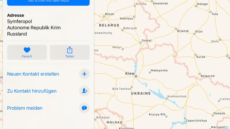 Apple zeigt Krim nun als russisches Staatsgebiet