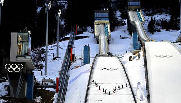 Die Olympia-Schanze in Predazzo.