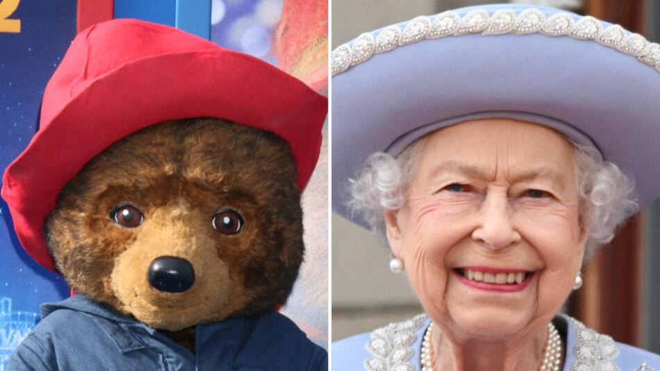 Zwei Gesichter, die in Großbritannien verehrt werden: Paddington und die verstorbene Queen ...