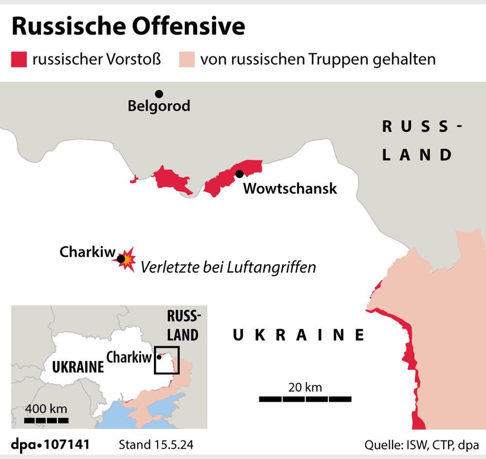 "Karte zur russischen Offensive im Raum Charkiw"; (Aktualisierung 15.5.2024)