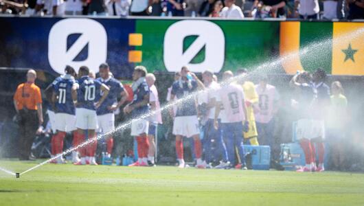 Auch die Wassersprinkler scheinen beim WM-Rasen nur bedingt zu helfen.