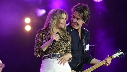 Per Gessle und Lena Philipsson von Roxette während eines Auftritts in der Schweiz.