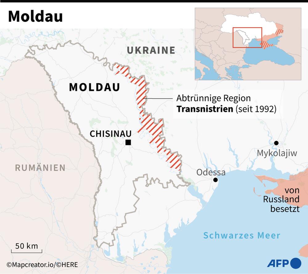 Sorge wegen seltenen Kongresses pro-russischer Separatisten. Moldau: Karte.