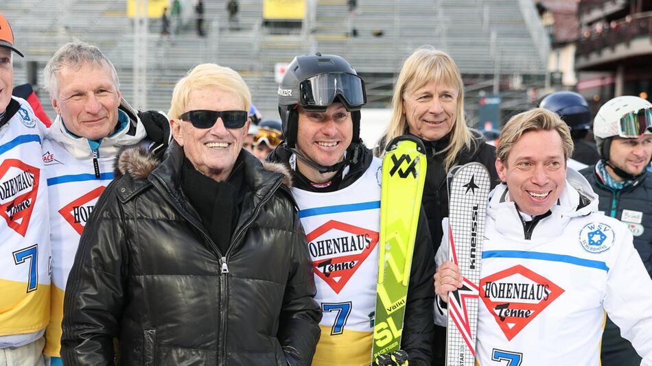 Heino (l.) und sein Manager (r.) beim Charity-Rennen am Montag in Schladming.