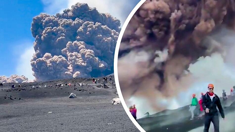 Touristen fliehen: Vulkan Ätna spuckt kilometerhohe Aschewolke