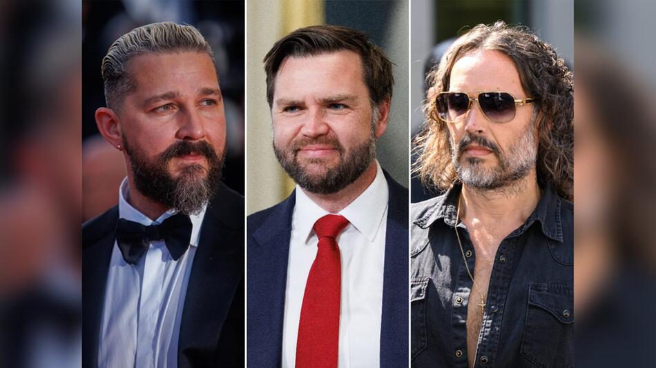 Neuerweckte Katholiken: Shia LaBeouf, JD Vance, Russell Brand (v.l.n.r.)