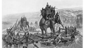 Zeichnung von Hannibal und seinen Elefanten.