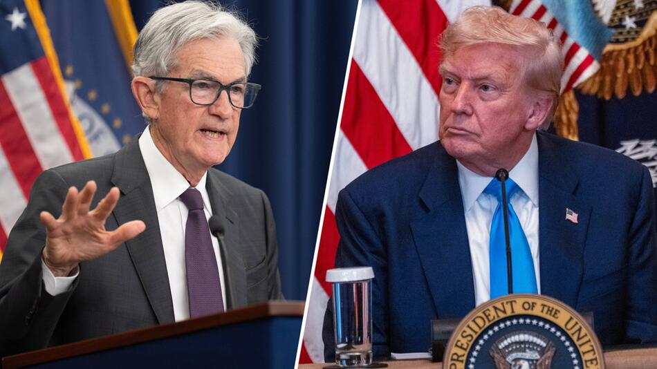 Fed-Chef Powell (l.) und US-Präsident Trump (r.)