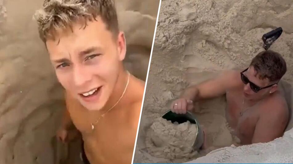Britischer Tourist gräbt Loch am Strand von Rio – und wird fast vom Sand verschluckt