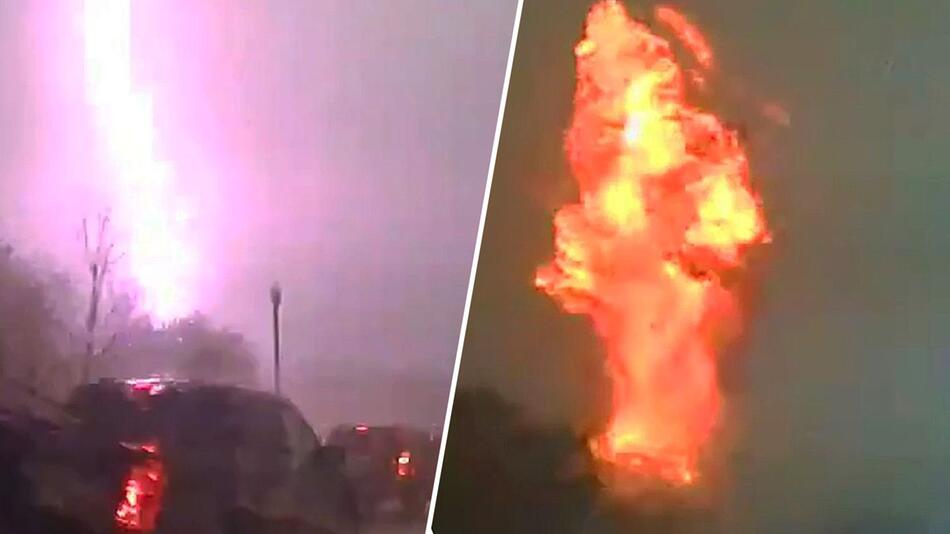 Transformator getroffen: Blitz löst Feuerball in South Carolina aus