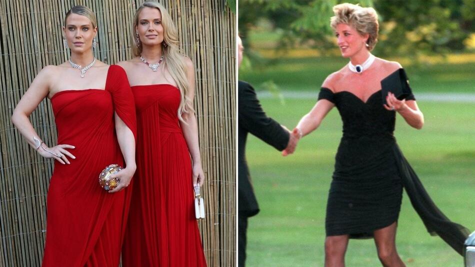 Lady Amelia und Lady Eliza Spencer in Knallrot bei der Serpentine Gallery Summer Party in London.
