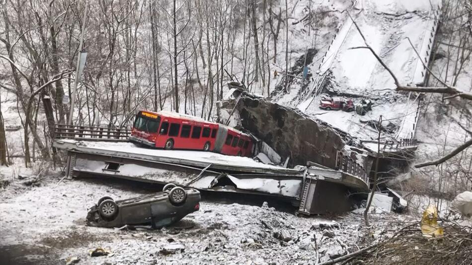 Pittsburgh, USA, Brücke, Unfall, Schnee, Winter, Verletzte, Infrastruktur, 2022