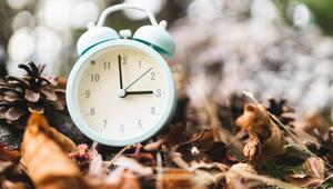 Uhr im Herbstlaub