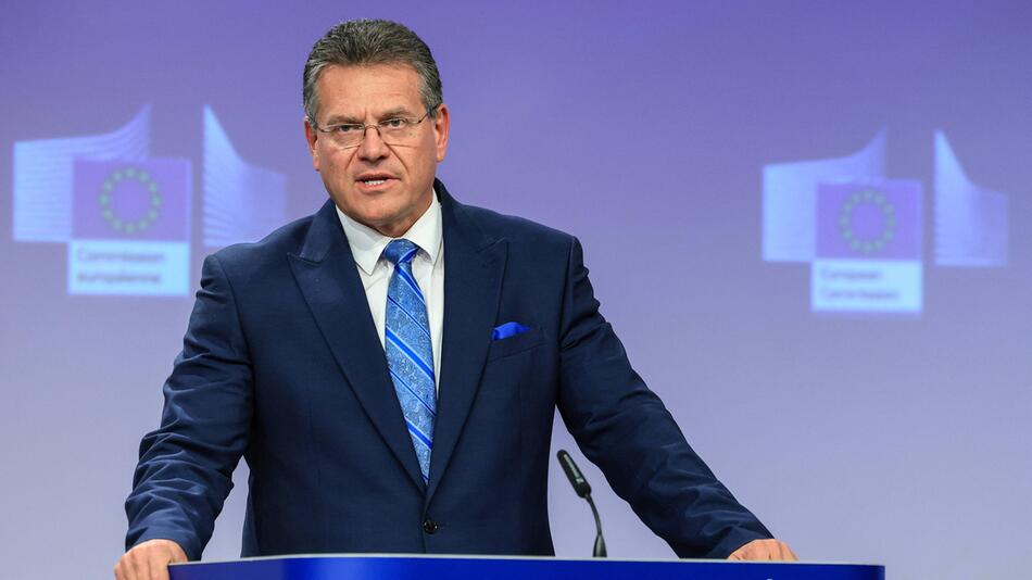 Maros Sefcovic auf dem Podium