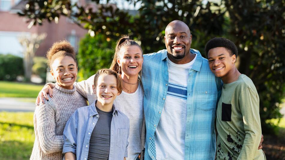 Porträt einer Patchworkfamilie