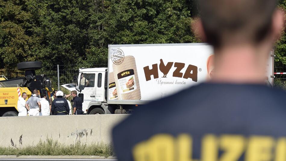 Lkw, in dem die Leichen vieler Geflüchteter gefunden wurden.