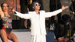 Robbie Williams während eines Auftritts im Londoner Hyde Park.