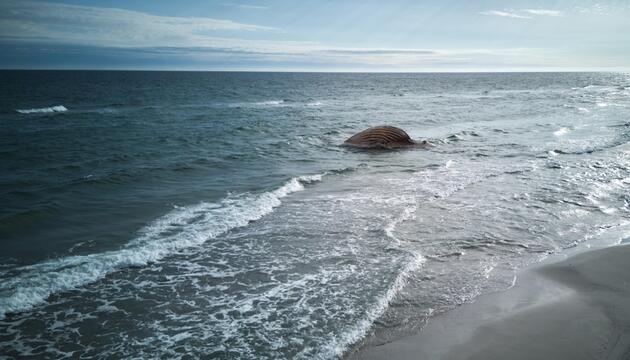 Der tote Wal liegt aufgebläht vor der dänischen Insel Anholt.