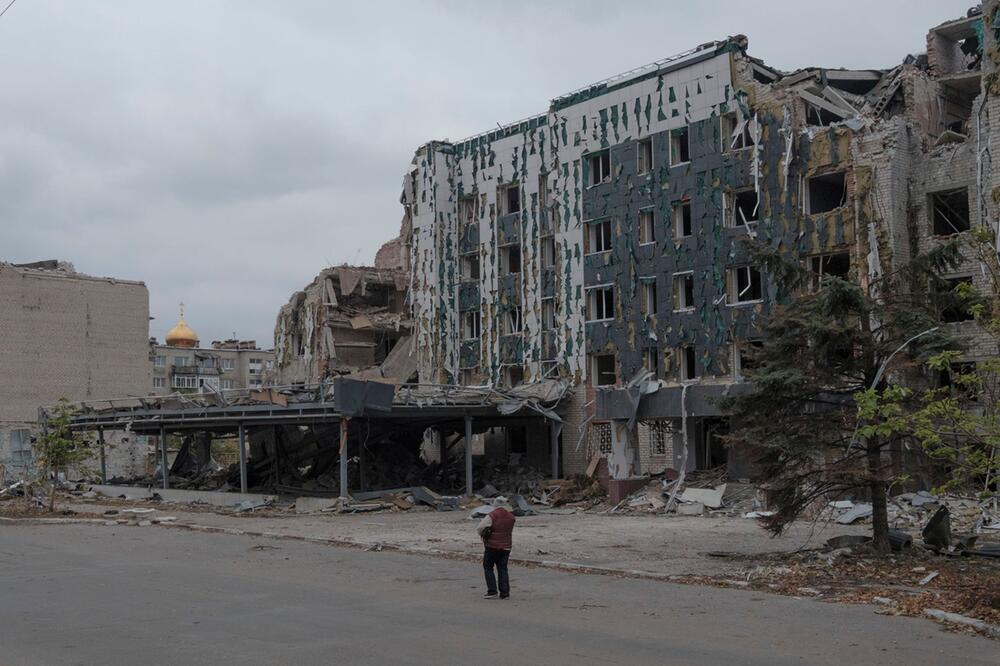 Zerstörte Stadt Pokrowsk in der Ostukraine