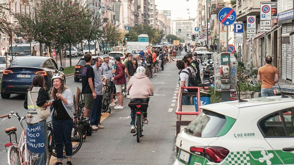Protest am Viale Monza-Radweg in Mailand