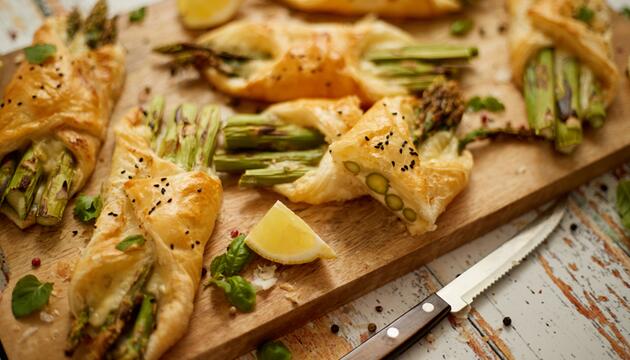 Spargel im Blätterteig