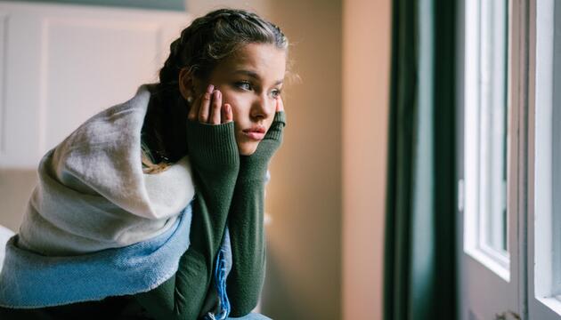 Frau traurig Zuhause