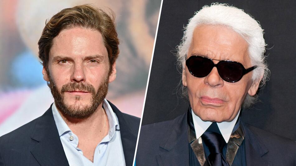 Bildkombo: Daniel Brühl und Karl Lagerfeld