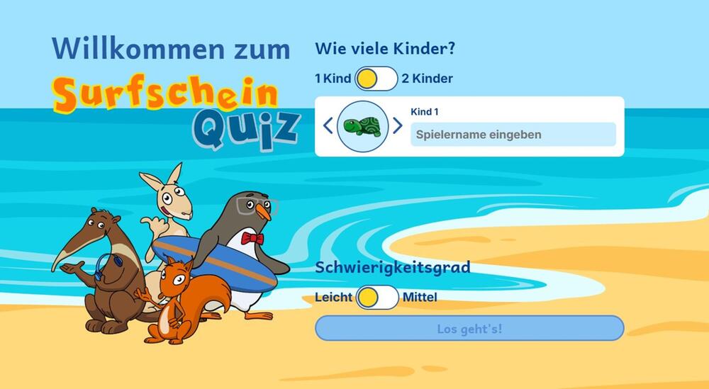 Screenshot vom Surfschein-Quiz