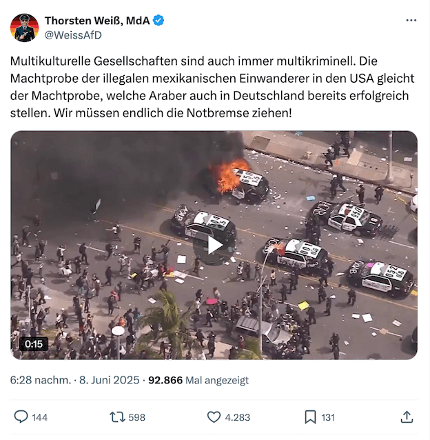 Screenshot des Video-Posts der NBC Los Angeles von 2020