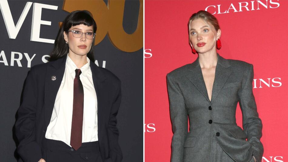 Sängerin Halsey und Model Elsa Hosk interpretieren den seriösen Office-Look für den roten ...
