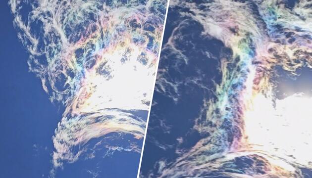 Bezaubernder Anblick: Augenzeugen filmen Regenbogenwolke in China