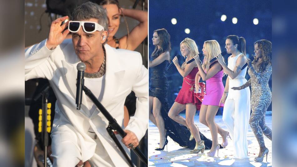 Sie sind zumindest im Herzen auch beim Oasis-Comeback dabei: Robbie Williams und die Spice Girls.