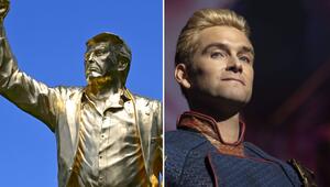 Statue von Donald Trump in Florida, daneben Antony Starr in "The Boys".