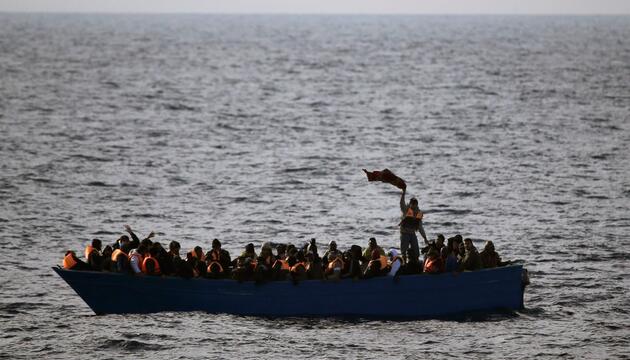 Flüchtlinge in einem Boot