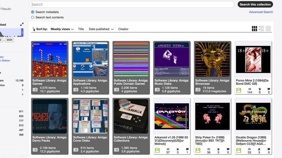 Screenshot "Amiga Software Library" des Internet Archive