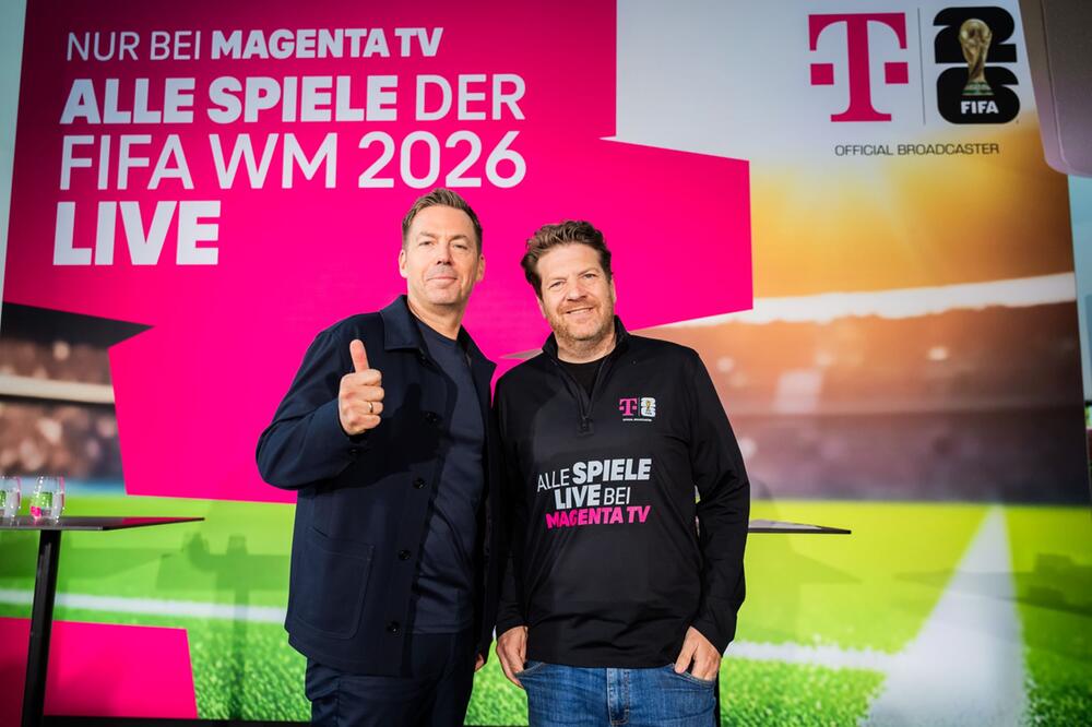 Pressekonferenz Telekom Rechtevergabe Fußball-WM 2026