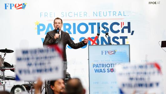 FPÖ-Spitzenkandidat Harald Vilimsky beim Wahlkampf 2024