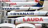 Flugzeute von Ryanair und Laudamotion auf dem Flughafen Wien