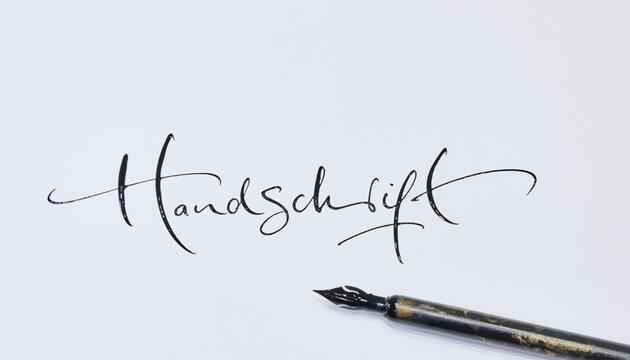 Das Wort "Handschrift" steht auf einem Blatt Papier