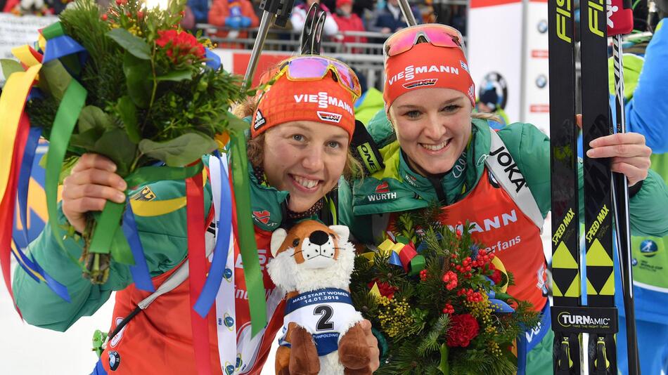 Laura Dahlmeier und Denise Herrmann 2018 in Ruhpolding.