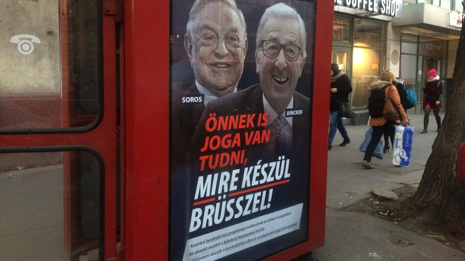 Plakatkampagne gegen Juncker und Soros in Ungarn