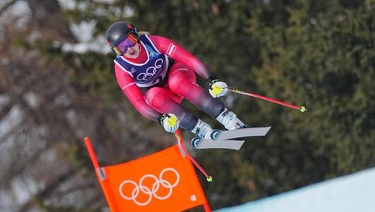 Österreichs Nina Ortlieb am 10.2.26 in Aktion. 