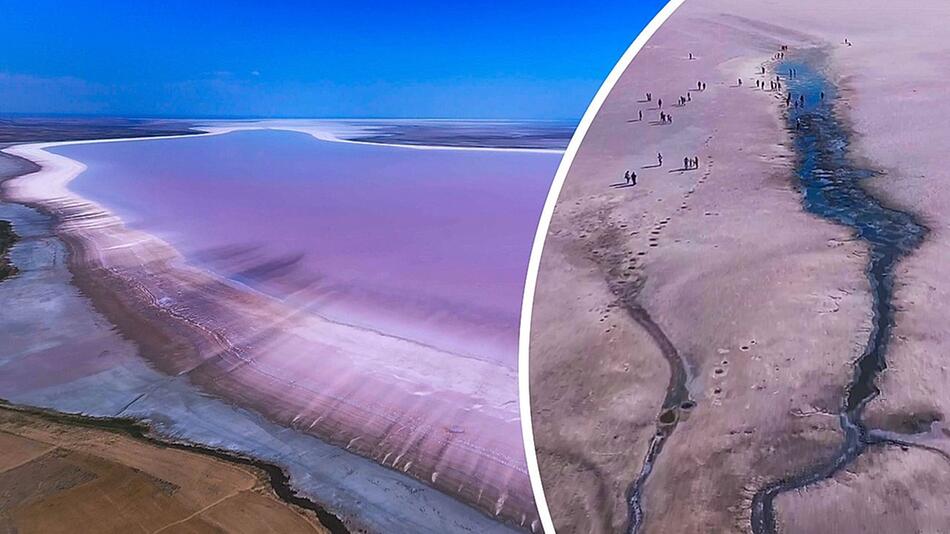 Pinkfarbenes Naturwunder: Salzsee in der Türkei ändert seine Farbe