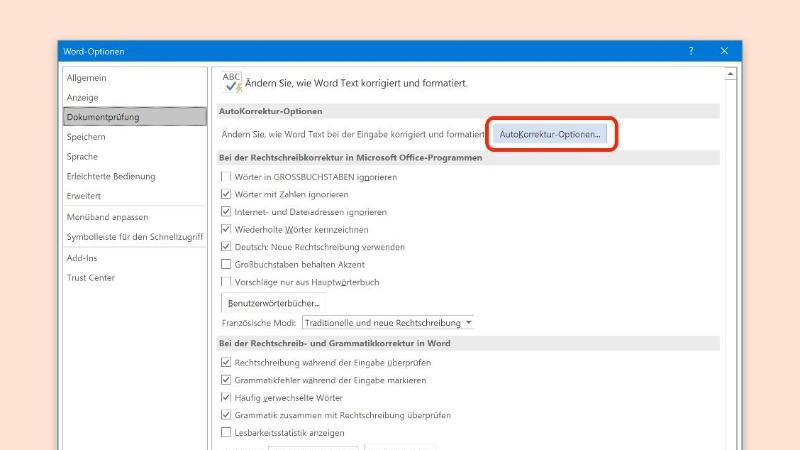 Word Auto-Korrektur