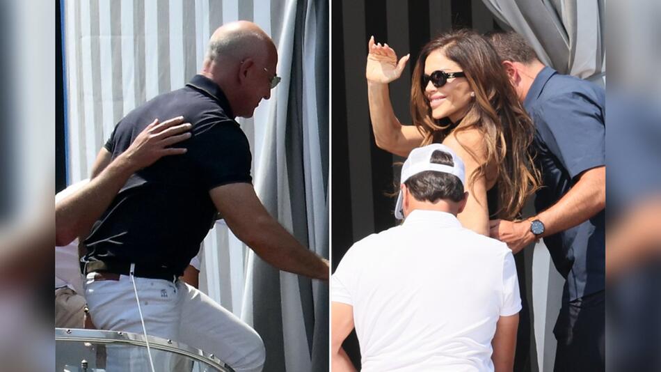 Jeff Bezos und Lauren Sánchez beim Einchecken in ihrem Hotel in Venedig.