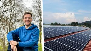 David Nelles (links), Photovoltaik auf einem Gebäudedach (rechts)