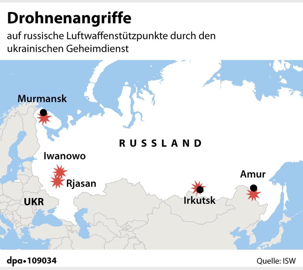 Drohnenangriffe des ukrainischen Geheimdienstes auf Luftwaffenstützpunkte in Russland